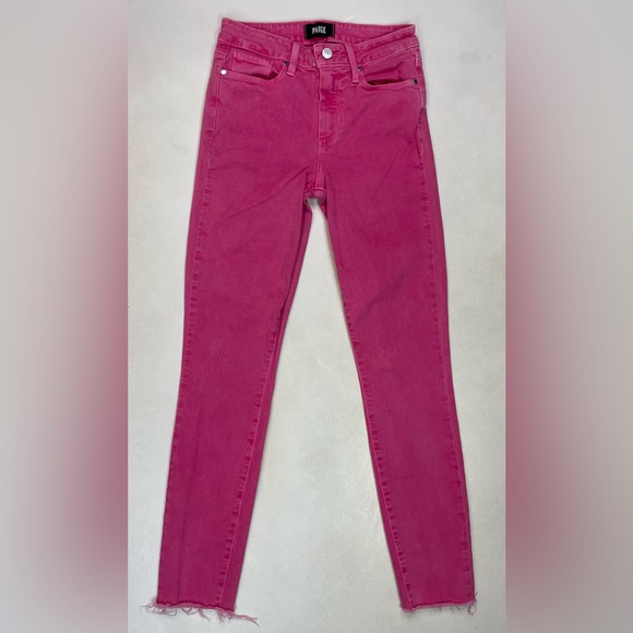 PAIGE Denim - Paige Hoxton Ankle Skinny Denim Jeans Women Size 25 x 28 Hot Pink
